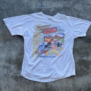 Vintage Inagural Indy 250 Racing Tee Shirt White XL 2001 Distressed Graphic Tee